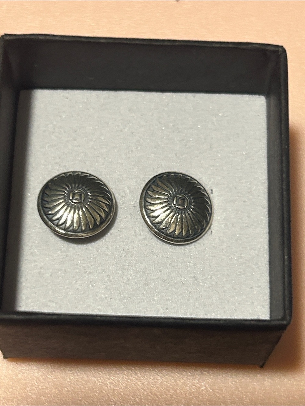 Sunburst Disc Earrings in Antique Silver
